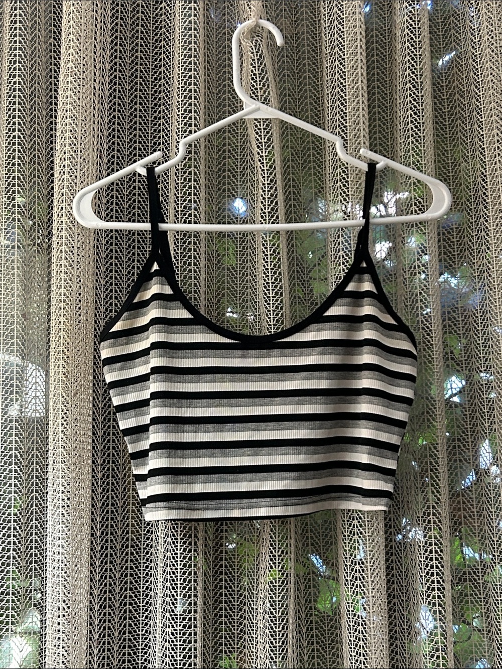 SHEIN Black and White Striped Cropped Cami
